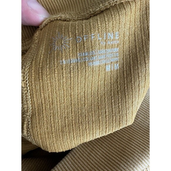Aerie OFFLINE Medium Seamless Cable High Waisted 7/8 Leggings Washed Gold NWT - Picture 9 of 12